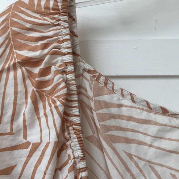 Roxy Evening Delight midi dress front bow tie palm frond pattern L - Picture 6 of 11